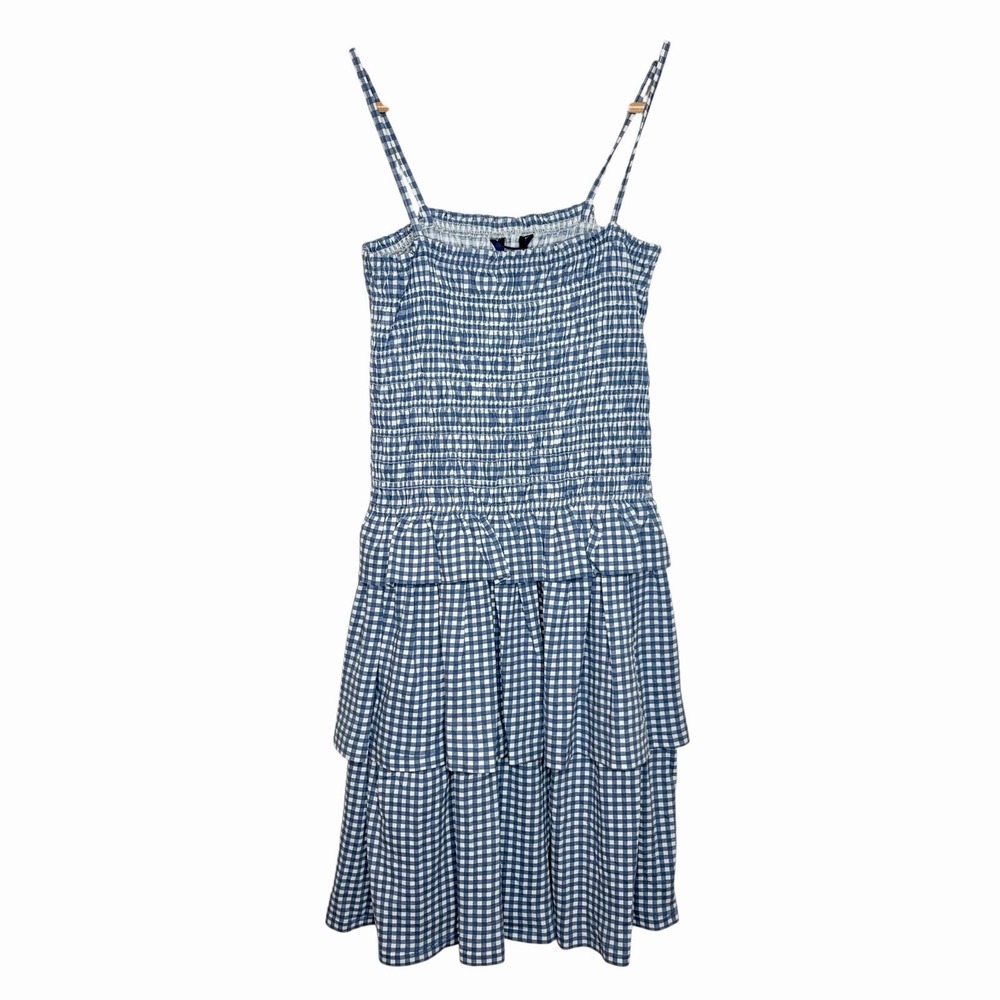 Polo Ralph Lauren Gingham Ruffled Dress Blue Girls Size XL 16 Heritage Preppy